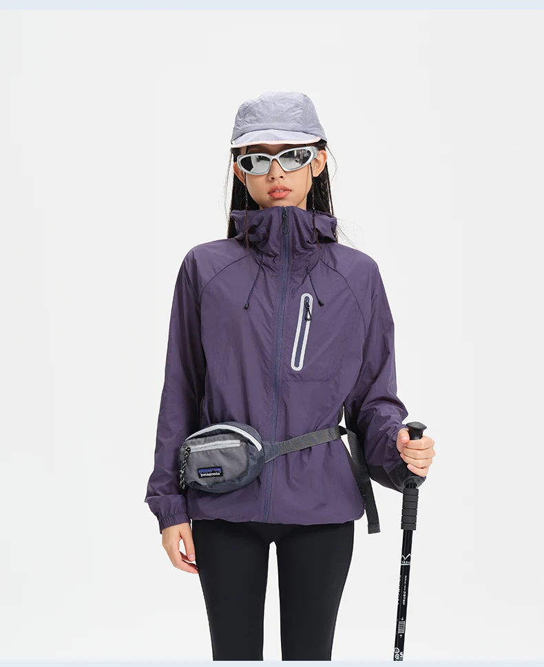 Women's Lightweight Hooded Hiking Jacket for Outdoor Layering