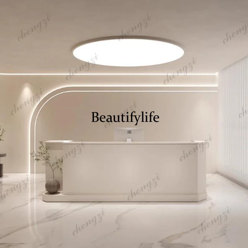 Industrial Display Reception Desks Drawer White Beauty Shelves Reception Desks Nail Aesthetic Comptoire Accueil Trendy Furniture