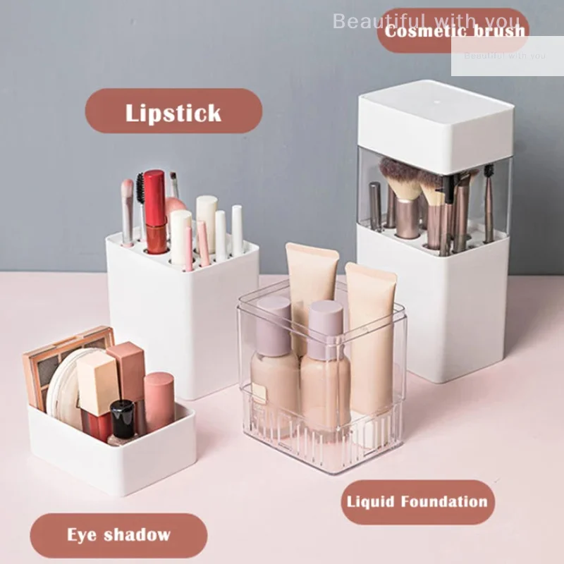 Dustproof Cosmetic Brush Storage Eyebrow Pencil Lipstick Finishing Box Desktop Cosmetic Bag Drying Bucket