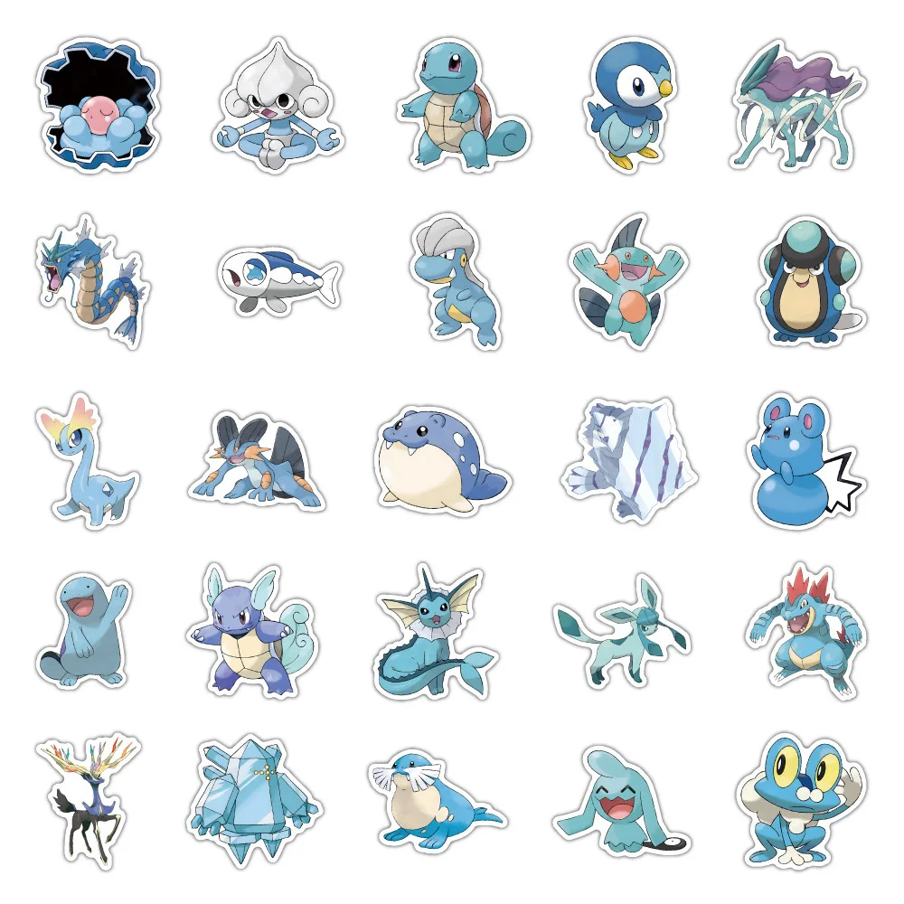 10/30/60PCS Blue Cute Pokemon Anime Stickers Decal DIY Suitcase Laptop Scrapbook Phone Guitar Graffiti Cartoon Sticker Kids Toy