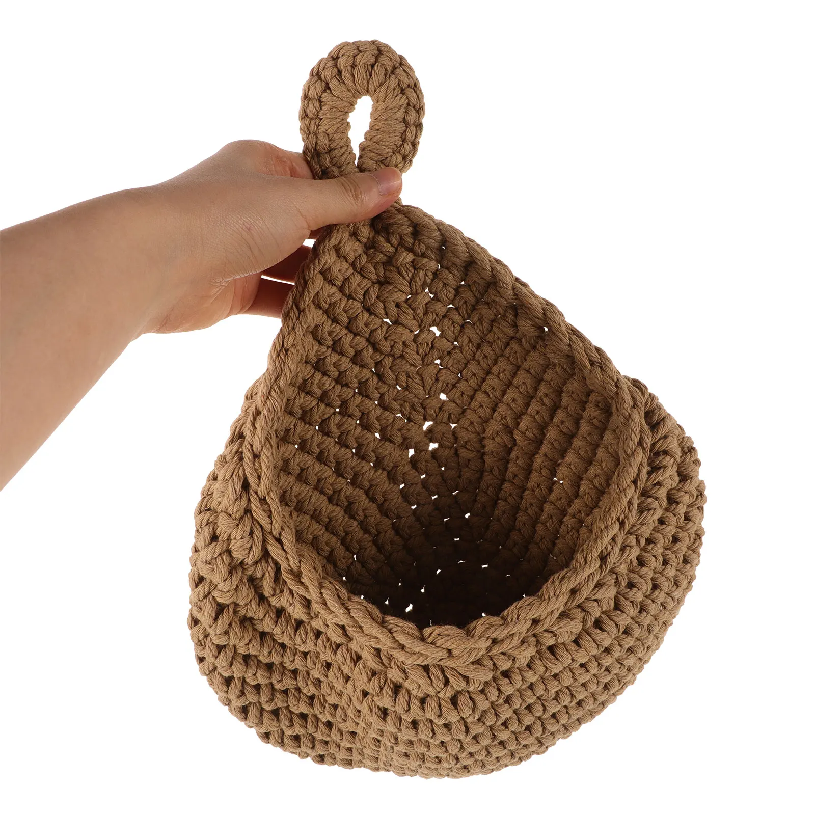 

H made Woven Storage Bag Medium Beige Color Kitchen Fruit Vegetable Potato Egg Onion Storage Wall Hanging Basket Hemp Rope