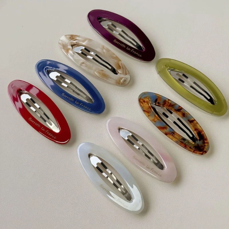 Acetic Acid Hollow Oval BB Clip Forehead Broken Hair Bangs Clip Side Clip Simple Temperament Back Head Hairpin Headdress