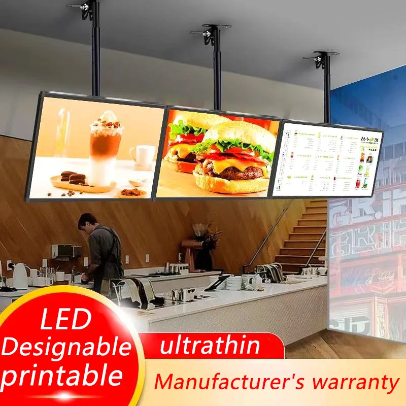 LED Slim Snap Frame Light Box Illuminated Poster Display Backlit Menu Board For Restaurant Cafe Shops Wall Mounted Billboard