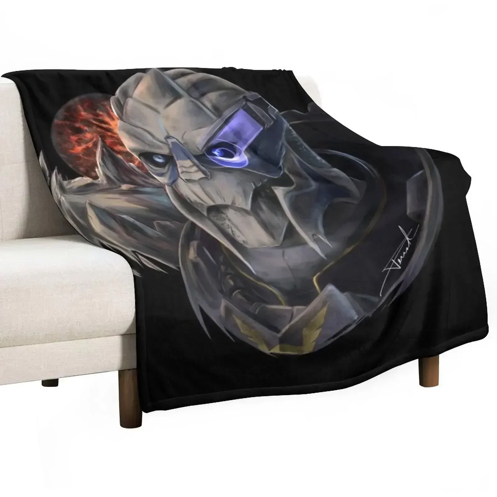 

Garrus Vakarian Mass Effect Throw Blanket Lightweight Warm Blanket for Travel Camping