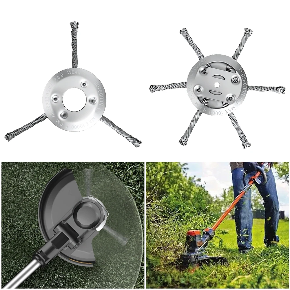 

8-дюймовый резак, триммерная головка, стальная проволока, универсальная щетка для сорняков, лезвие для сорняков, резак для струнного триммера, пожиратель сорняков для аккумуляторных триммеров