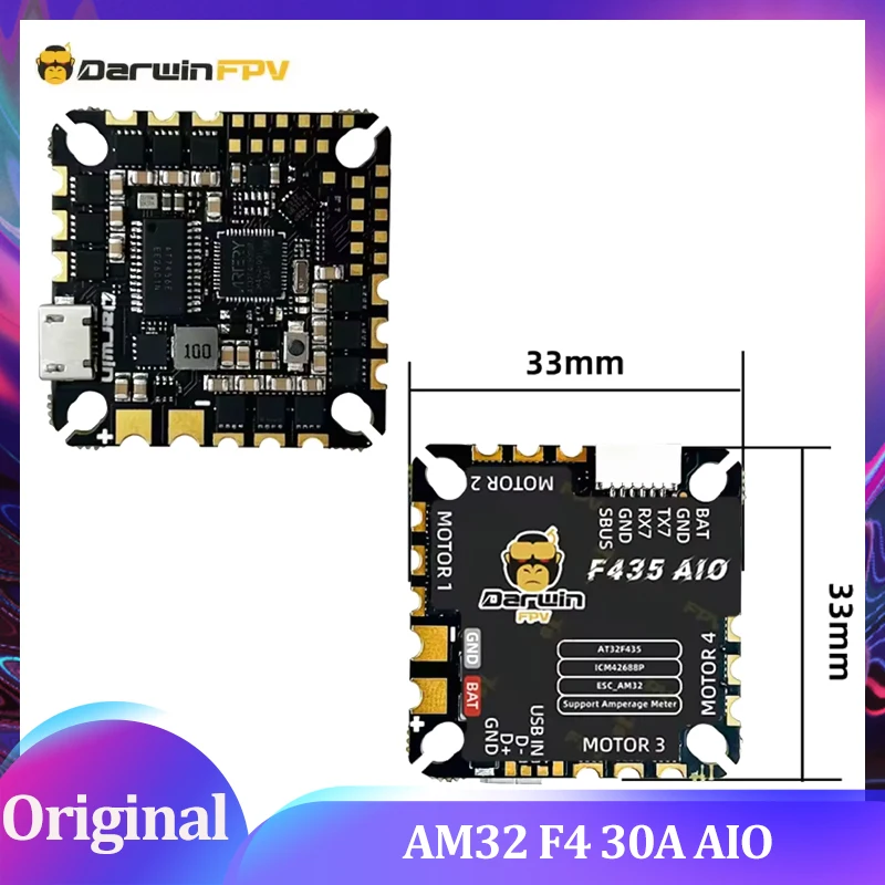 

Darwin FPV F435 30A/45A BLHeli_S AM32 AIO Flight Controller F4 2-6S for FPV Drone Quadcopter Freestyle RC Racing