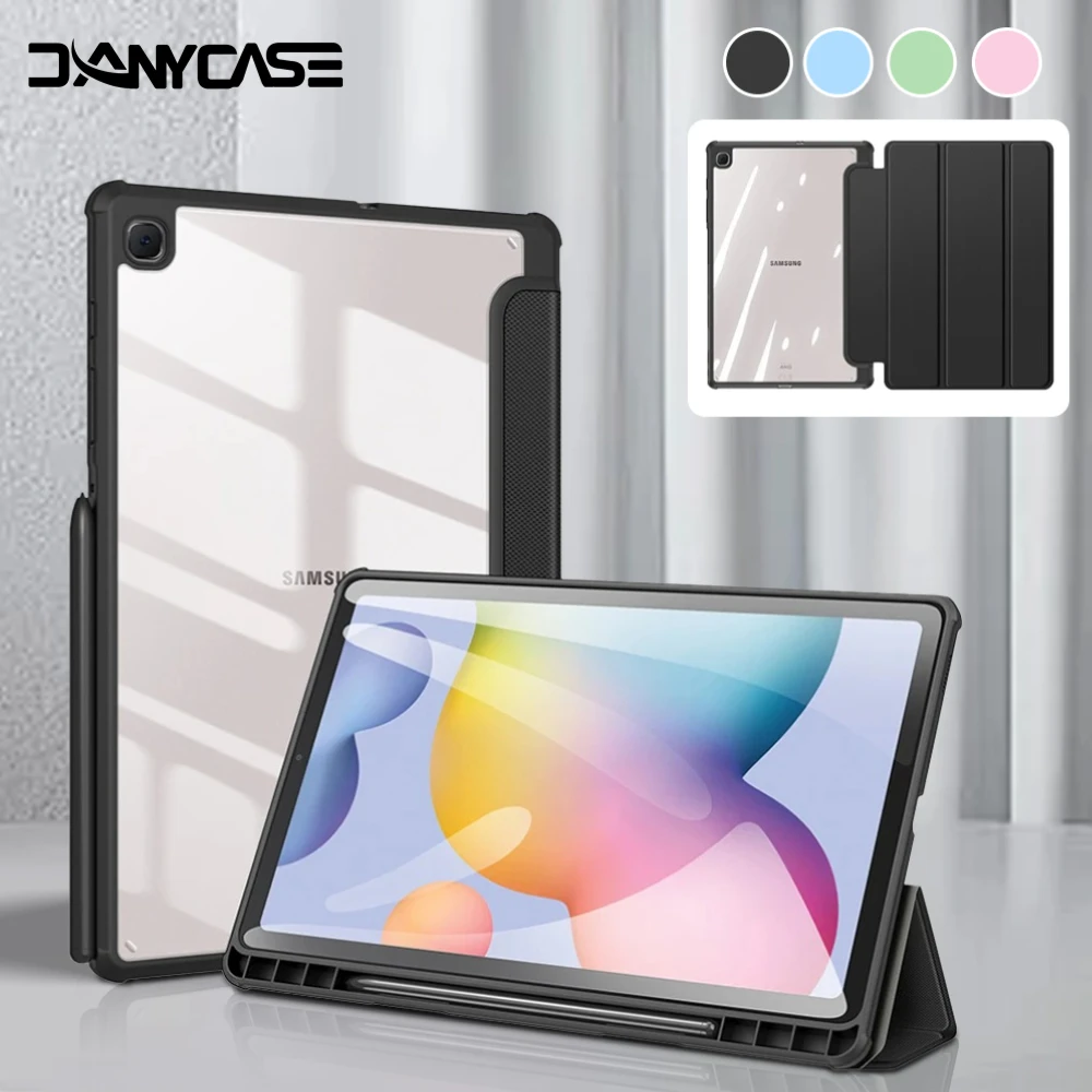 

Чехол для Samsung Galaxy Tab для S6 Lite 10,4 дюйма, прозрачная задняя крышка с держателем для карандашей, доступно в нескольких цветах