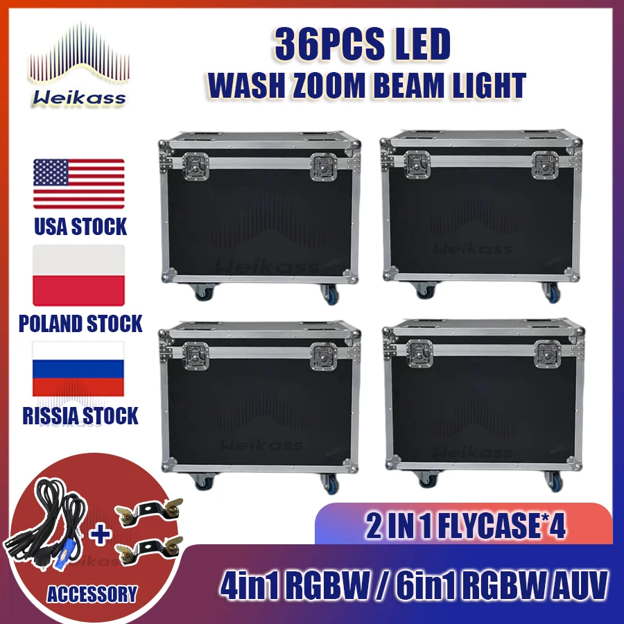 

0 Tax 4 Flight Cases For Led Zoom Wash 36X12W Rgbw 4in1 36x18w Rgbwauv 6in1 Stage Moving Head Light Beam Effect Dmx Bar Party