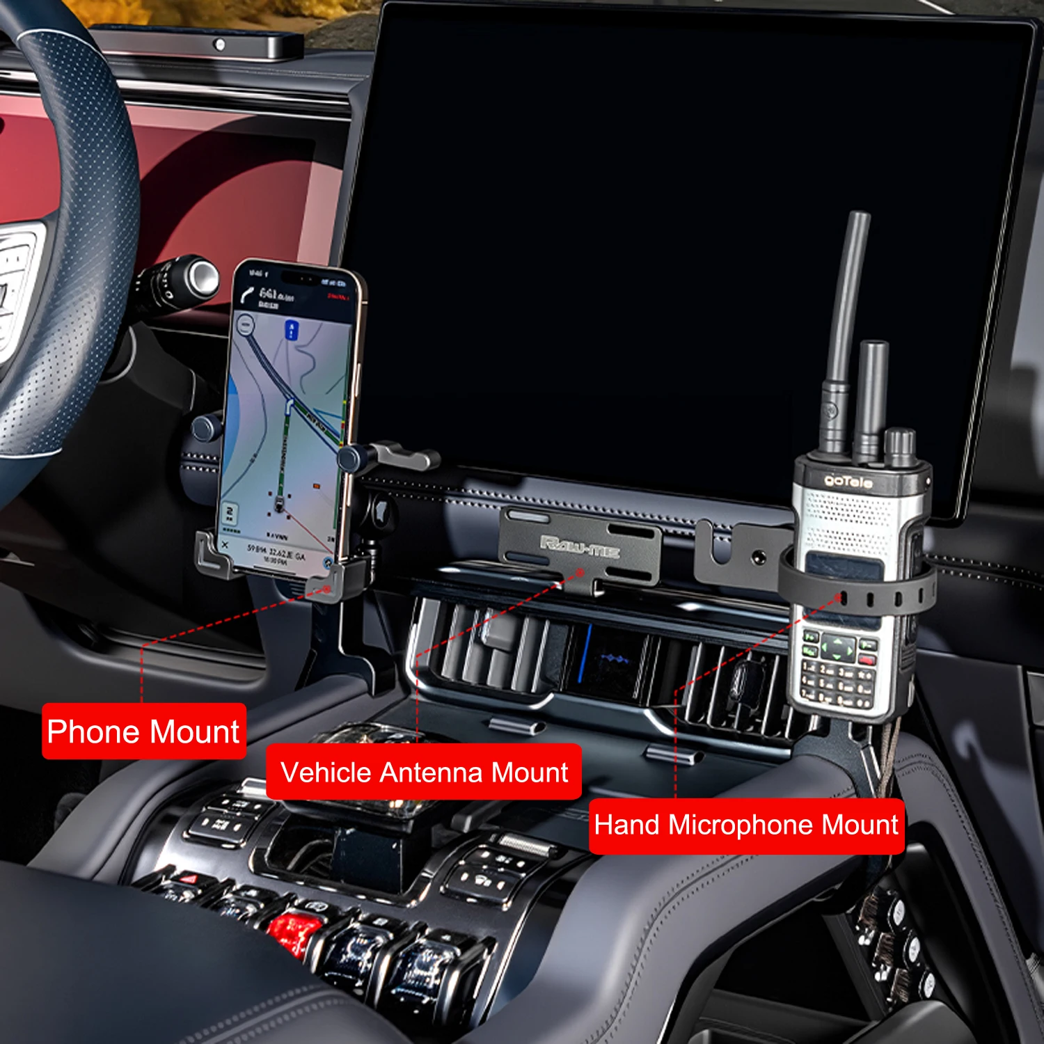 For BYD Fang Cheng Bao Leopard 8 2024 2025 Mobile Phone Holder Walkie-talkie Radio Bracket Offroad Digital Device Dash Mount