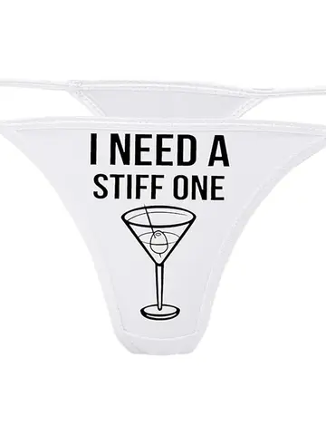 Knaughty Knickers I Need A Stiff One White Thong Fun Flirty Underwear Bachelorette Panty Game Bridal Lingerie Shower Accessories