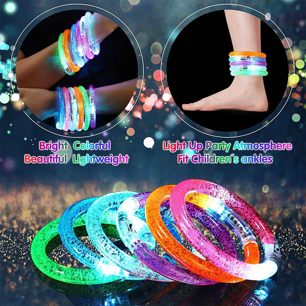 LED Bracelets Glow Bangle Light Up Wristbands Glow in The Dark Party Supplies Neon Bracelet for Kids Adults