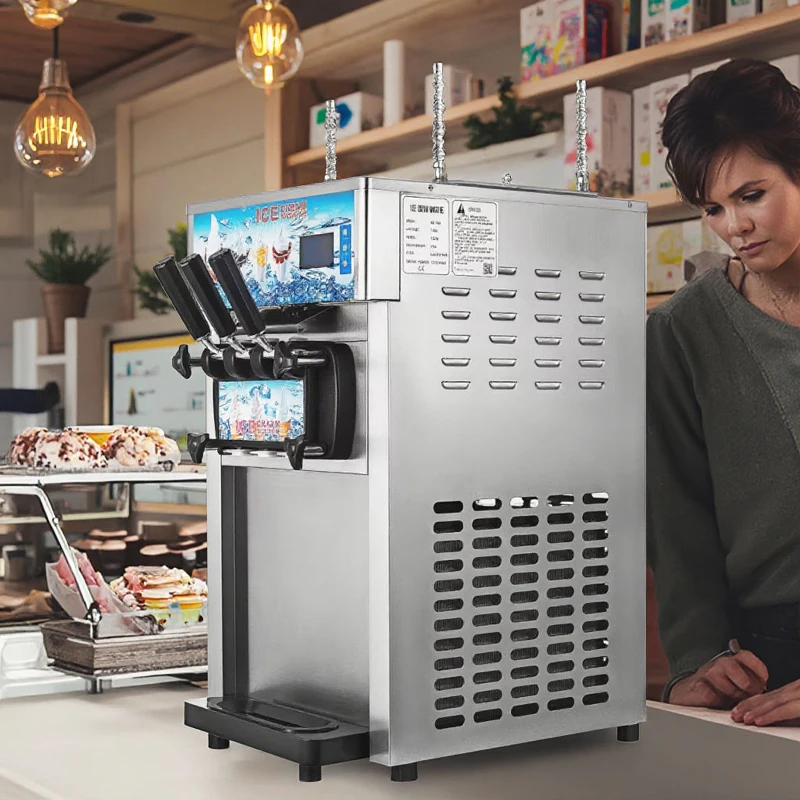 Three-color Soft Ice Cream Machine 220V/110V Make 18L/H Ice Cream Intelligent Desktop Ice Cream Maker