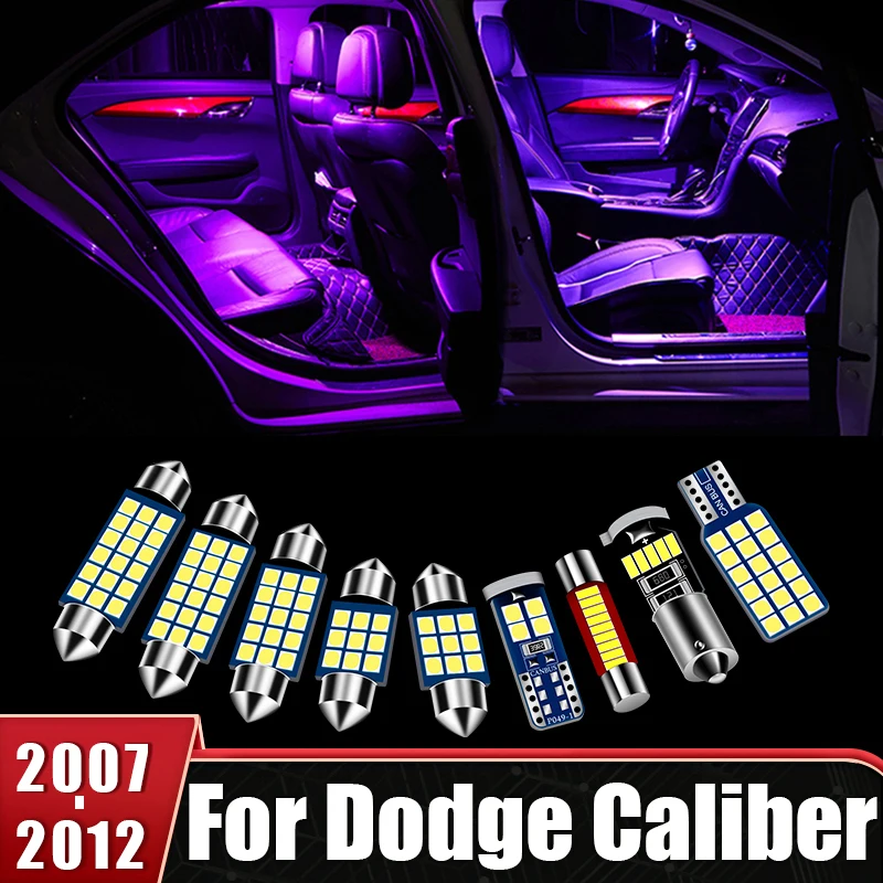 

For Dodge Caliber 2007 2008 2009 2010 2011 2012 14pcs Car LED Interior License plate Lamp Dome lights Trunk Light Accessories