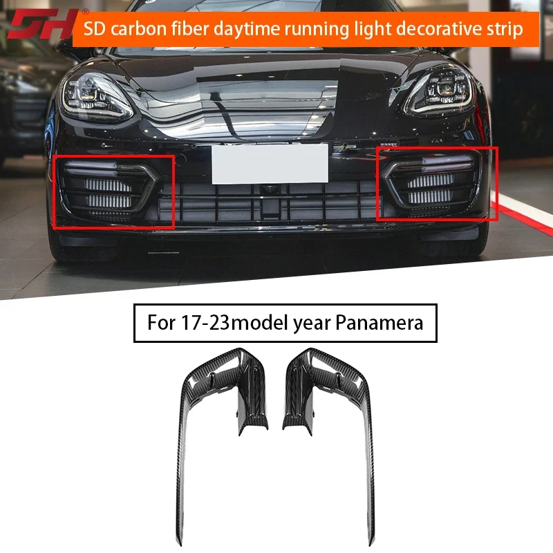 

2pc Dry Carbon Fiber Replacement Style Double Led Daylight Decoarative Strip For Porsche Panamera 971 SD/GTS