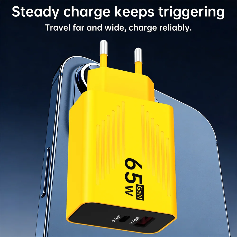 65W GaN USB C Fast Charging Mobile Phone Charger PD Quick Charge 3.0 Power Adapter For iPhone Samsung Xiaomi Huawei Wall Charger