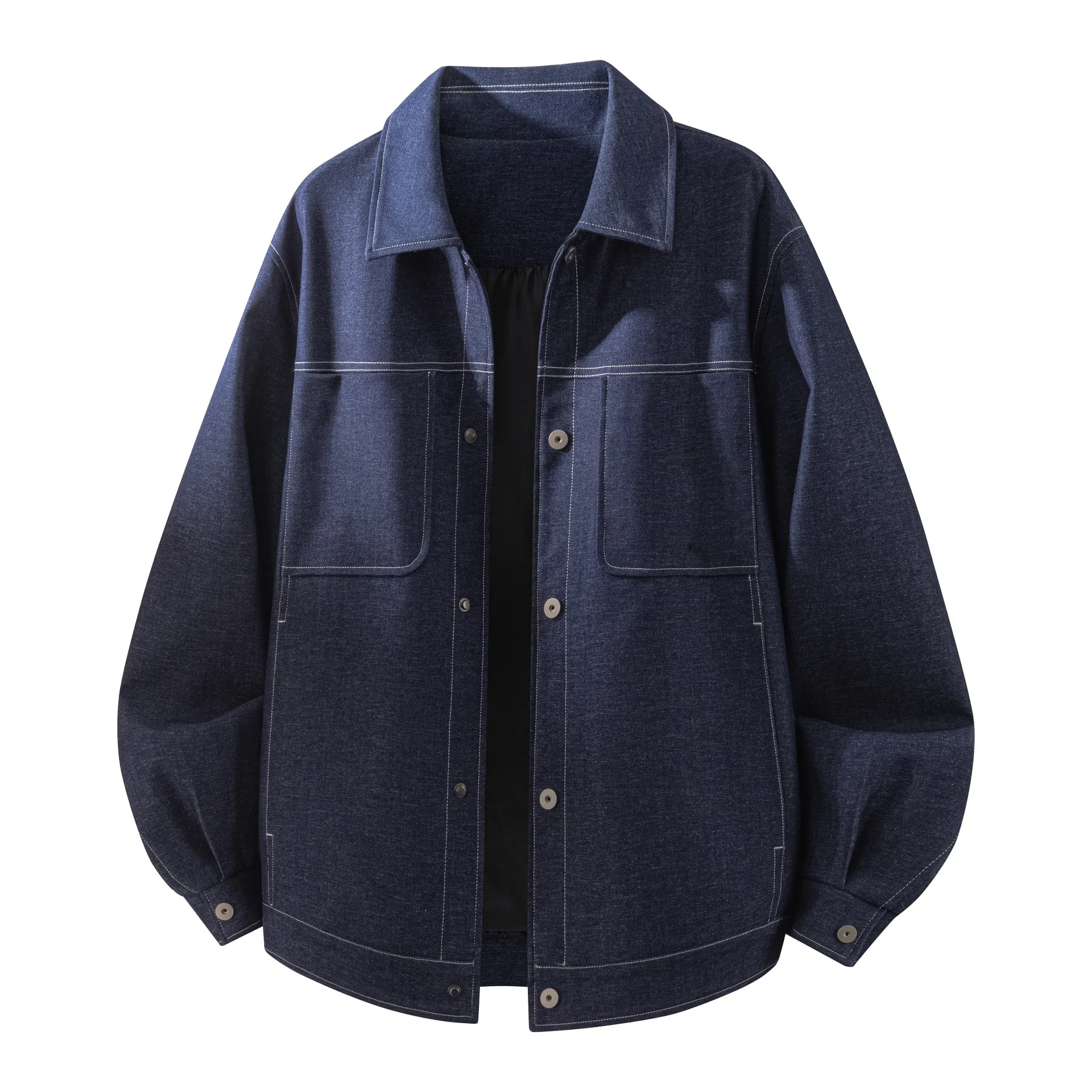 Men Denim Jacket Spring Autumn Thin Single-breasted Turn Down Collar Man Coat Loose Simple Versatile Long Sleeve Male Outerwear