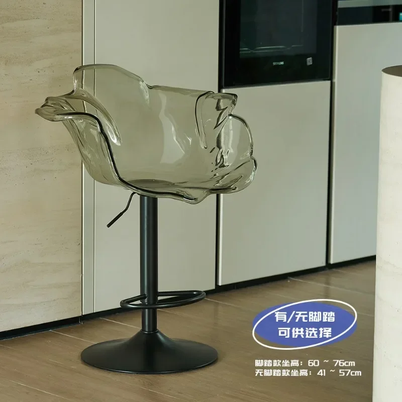 Nordic Light Luxus anhebbarer Esszimmerstuhl Designer kleine Wohnung zurück Café Insel transparenter Acrylstuhl