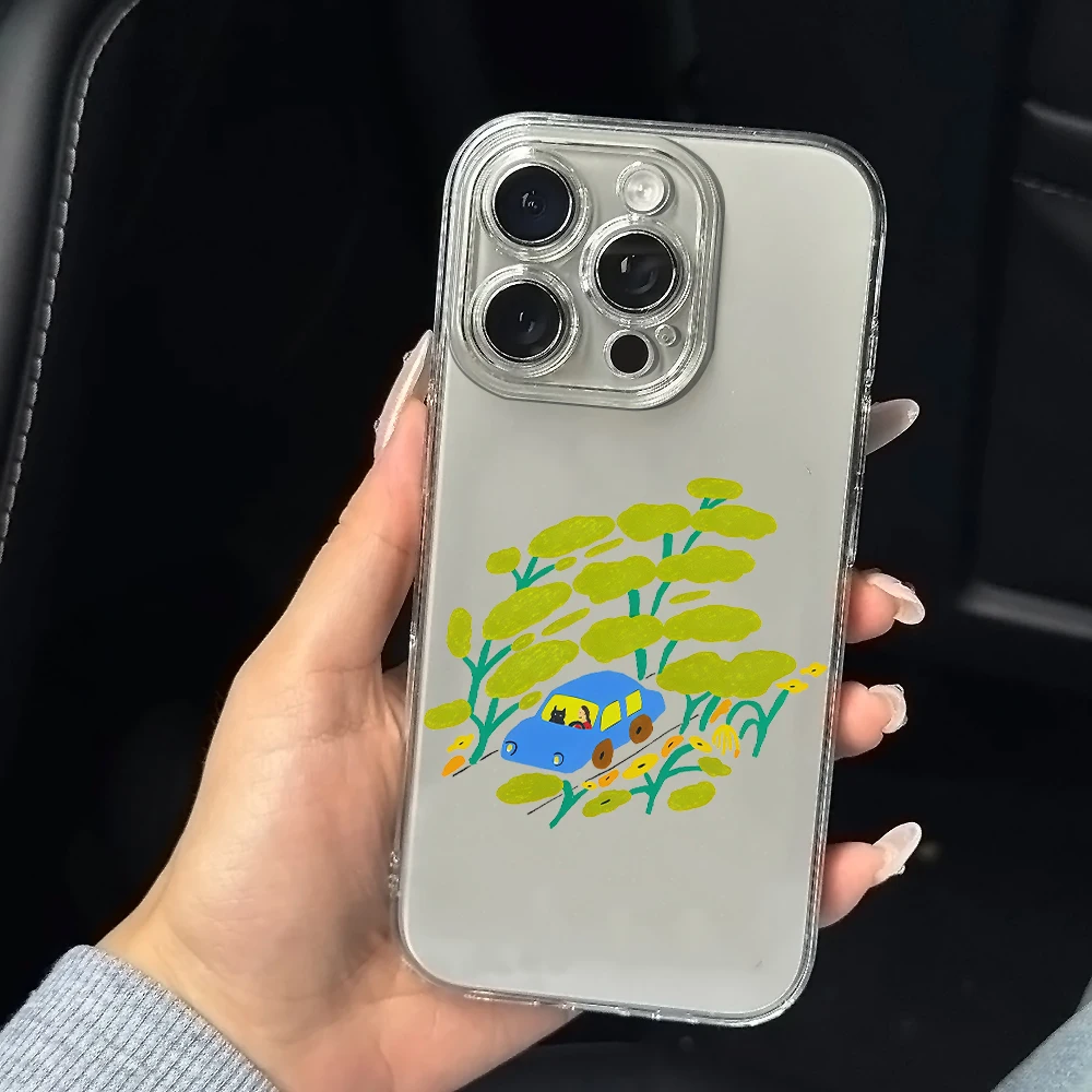 Forest car Silicone Phone Case for IPhone 17 16 15 14 13 12 11 Pro Xs Max Air Mini 7 8 6 6s Plus SE 2020 2022 Cover