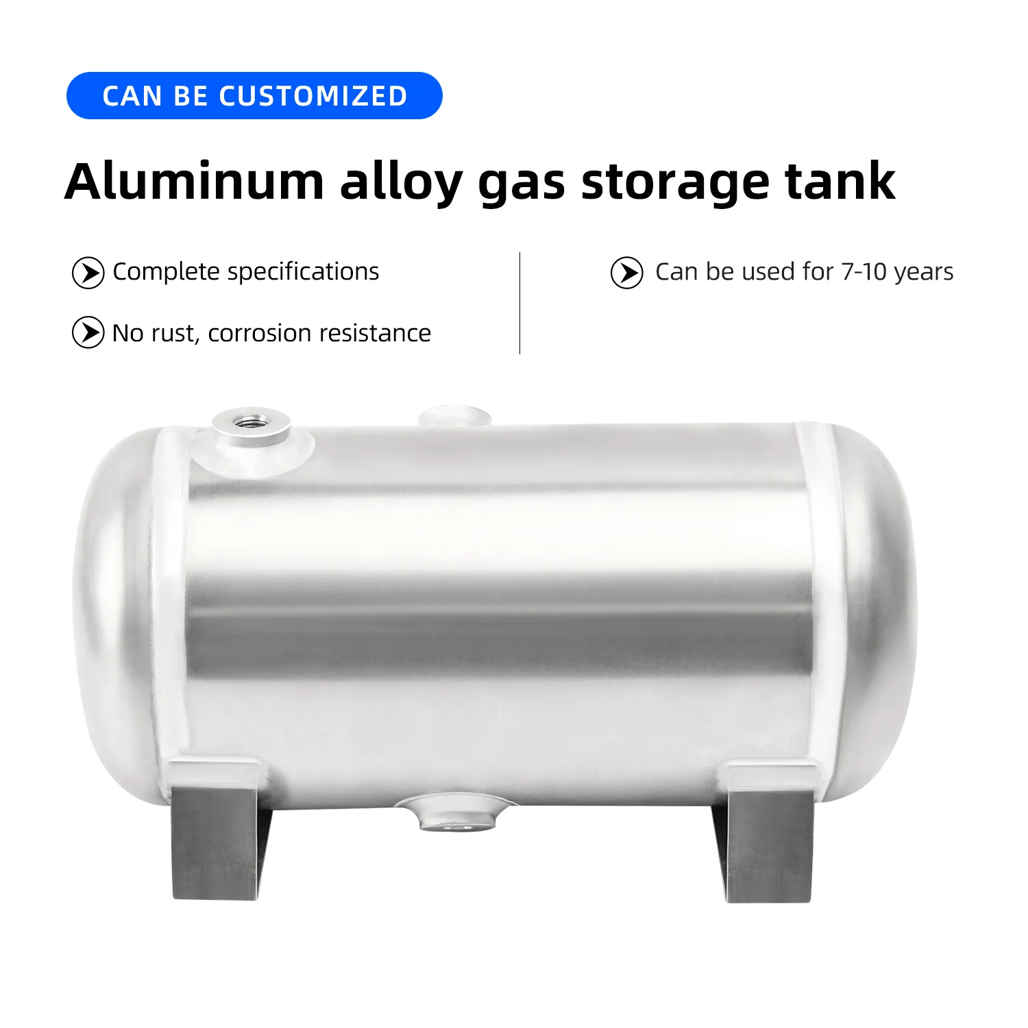 10-12L Air Pressure Tank Aluminum Horizontal reservoir Air Storage compressor Tank For Dental / Car Truck