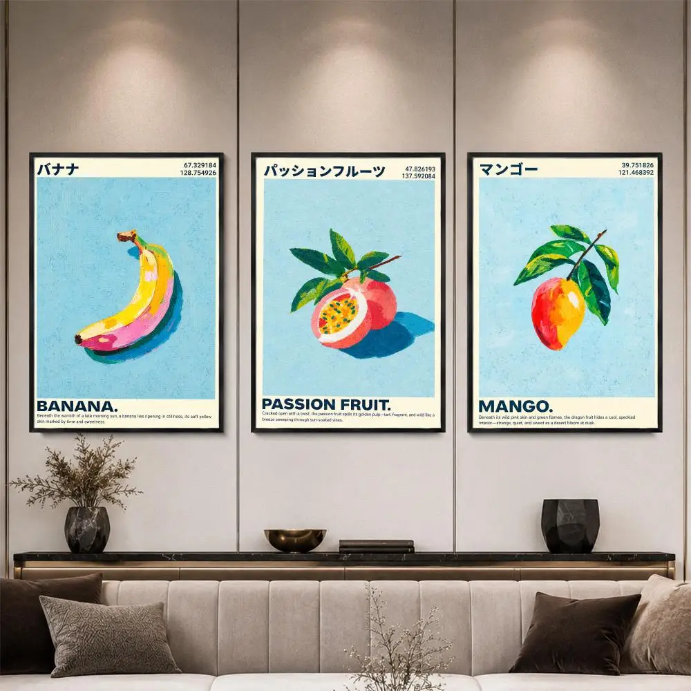 Colorful Vintage Impasto Food Illustration Poster HD Waterproof Eco-Friendly For Kitchen Bathroom Wall Art Bedroom Home Decor
