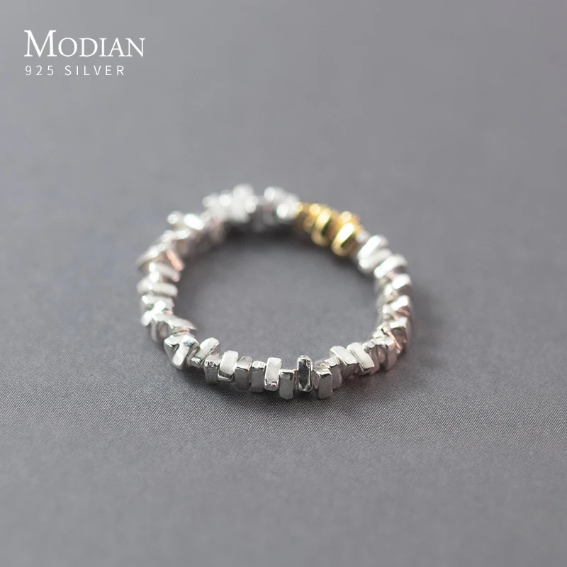 

Modian Vintage 925 Sterling Silver Adjustable Geometric Irregularity Ring for Women Silver Fashion Simple Rings Band Jewelry