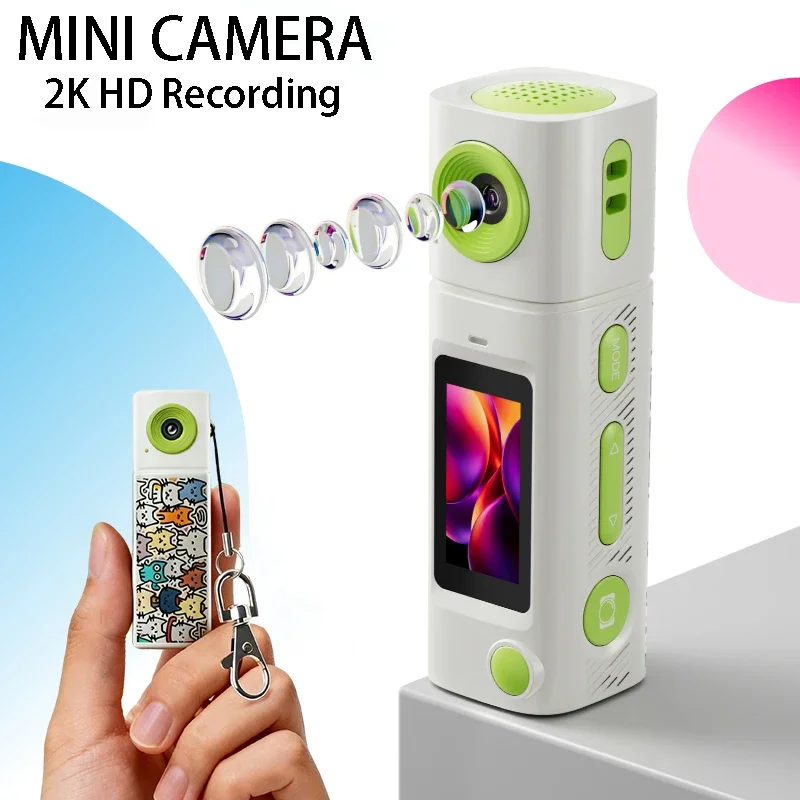 

2K HD Thumb Camera Keychain Recorder Mini Cam 61° Lens 0.96-inch TFT LCD Screen Portable Outdoor Camera for Vlog/Sports/Travel