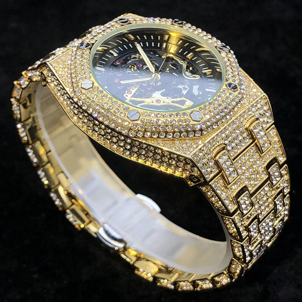 MISSFOX Automatic Mechanical Wristwatch Brand Luxury Men\'s Watches Transparent Luminous Hands Stainless Steel Watch Hot Sale