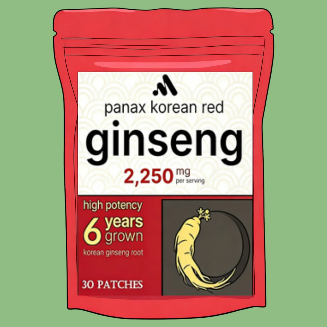 Panax Ginseng Transdermal Patches Korean Red Panax Ginseng, Focus & Immune Support 30 Patches