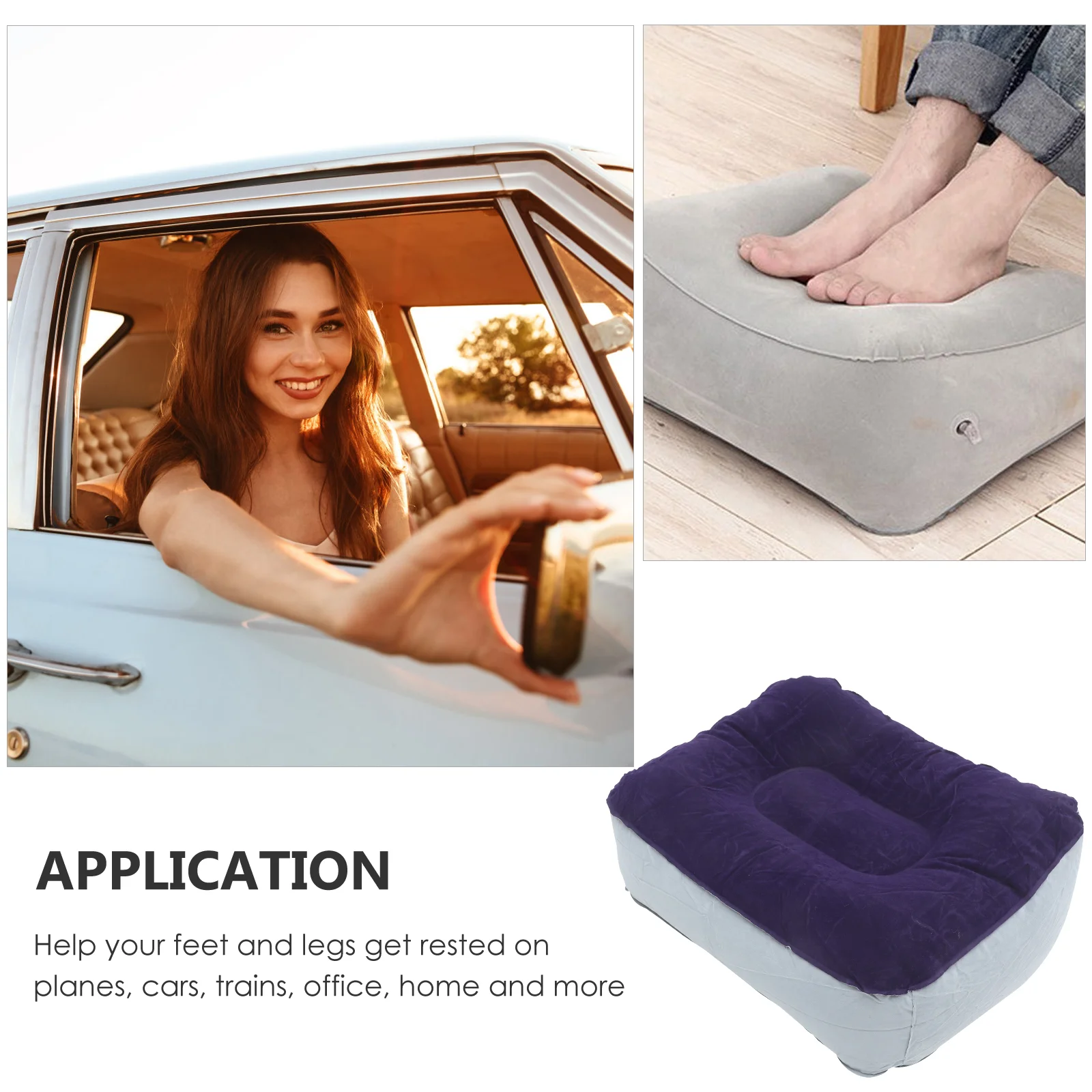 2 Pcs Inflatable Foot Rest Pad Quick Deflating Footrest Travel Stool Portable Easy Inflating Cushion