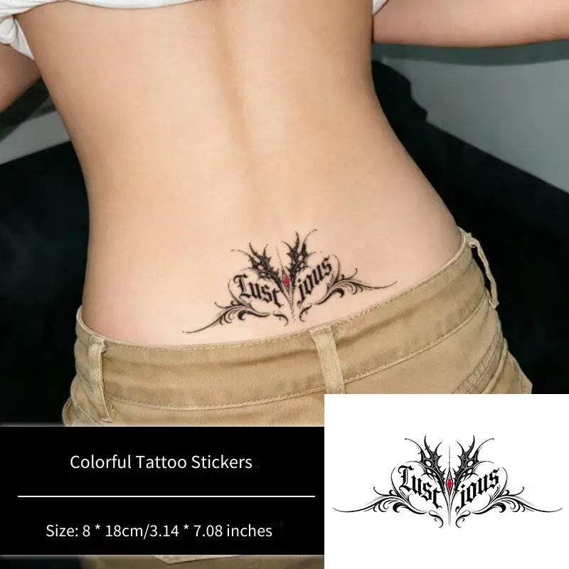 

Gothic Dark English Tattoo Sticker Temporary Tattoo, Long-Lasting Waterproof Mysterious Sexy Slogan Fake Tattoo for Women Leg Ch