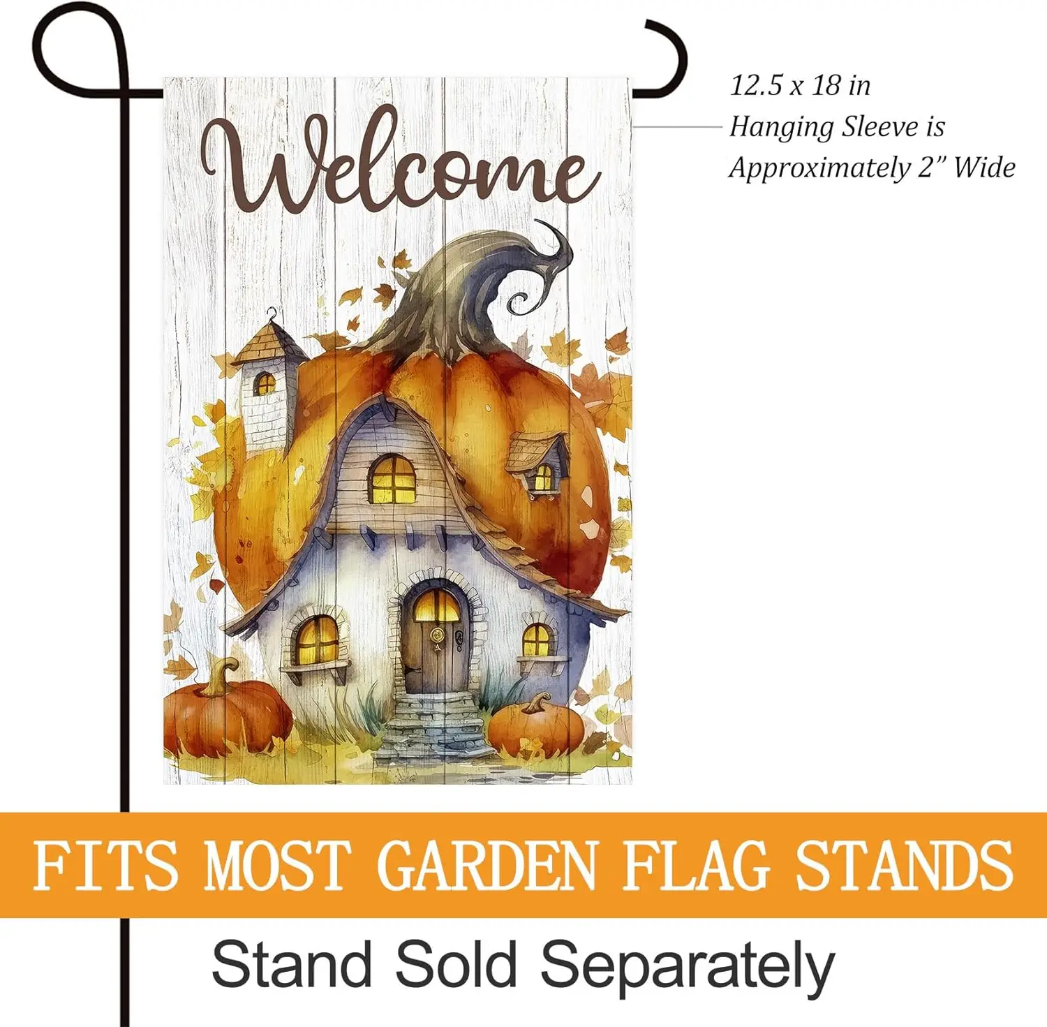 Texupday Welcome Fall Pumpkin House Maple Leaves Decoration Vertical Garden Flag Autumn Thanksgiving Harvest Farmhouse Outdo yyi