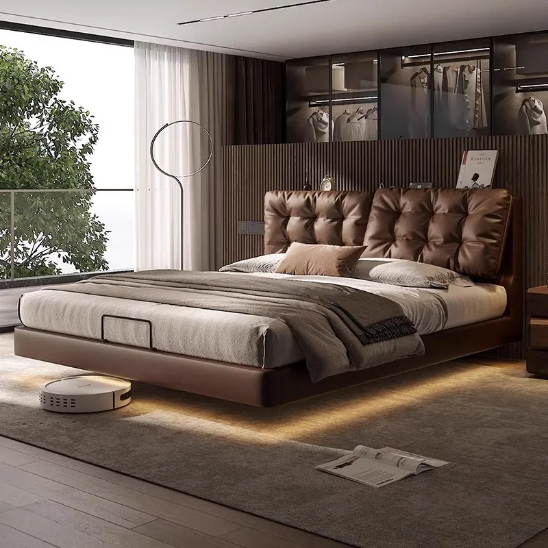 

Simple Leather Massage Bed Design Sleeping Platform Modern Sofa Bed Luxury King Size Letto Matrimoniale Lounge Suite Furniture