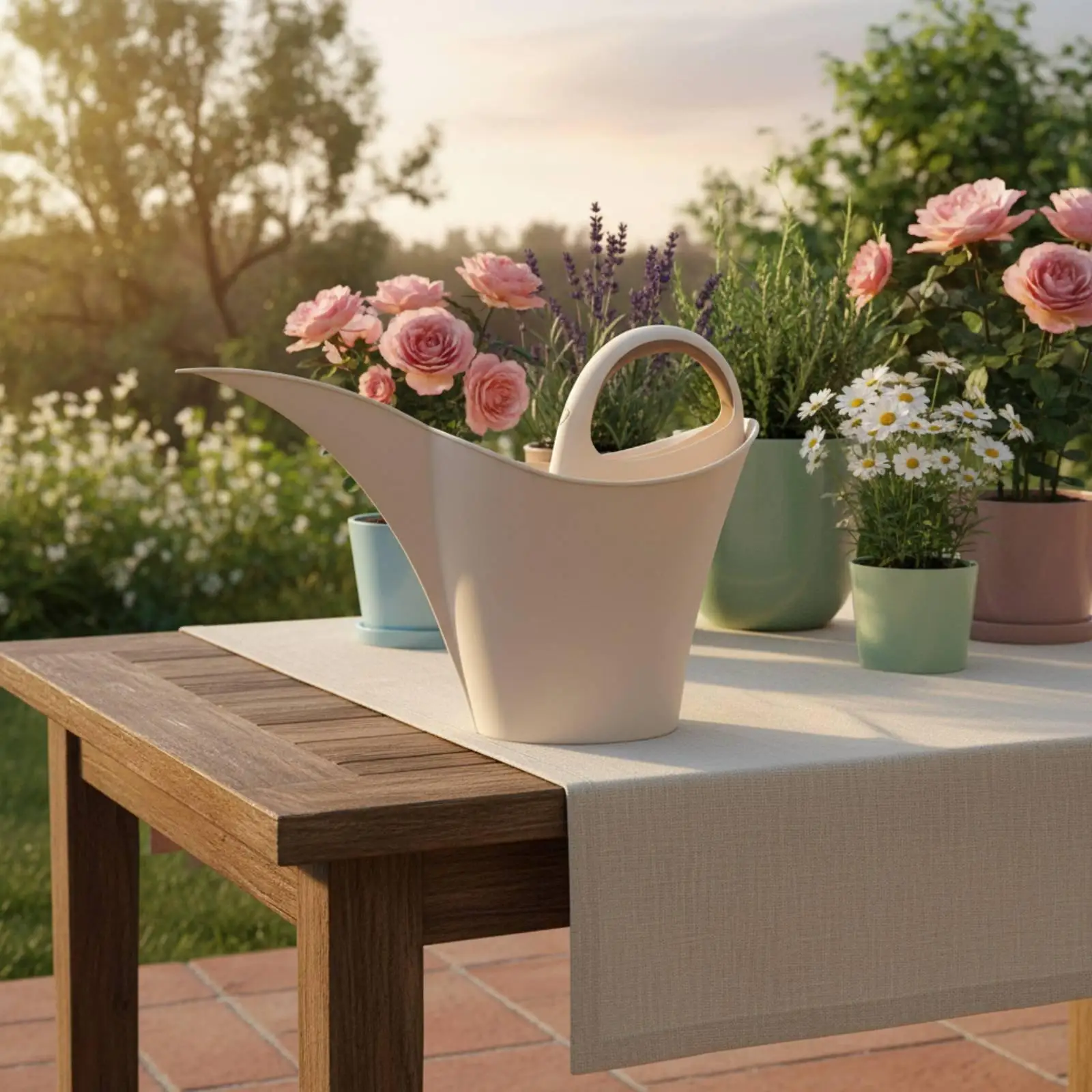 Long Neck Watering Can for Plants 2L PP Resin Modern Plant Sprinkler Jug for Indoor Flower Pot and Outdoor Garden Maintenance