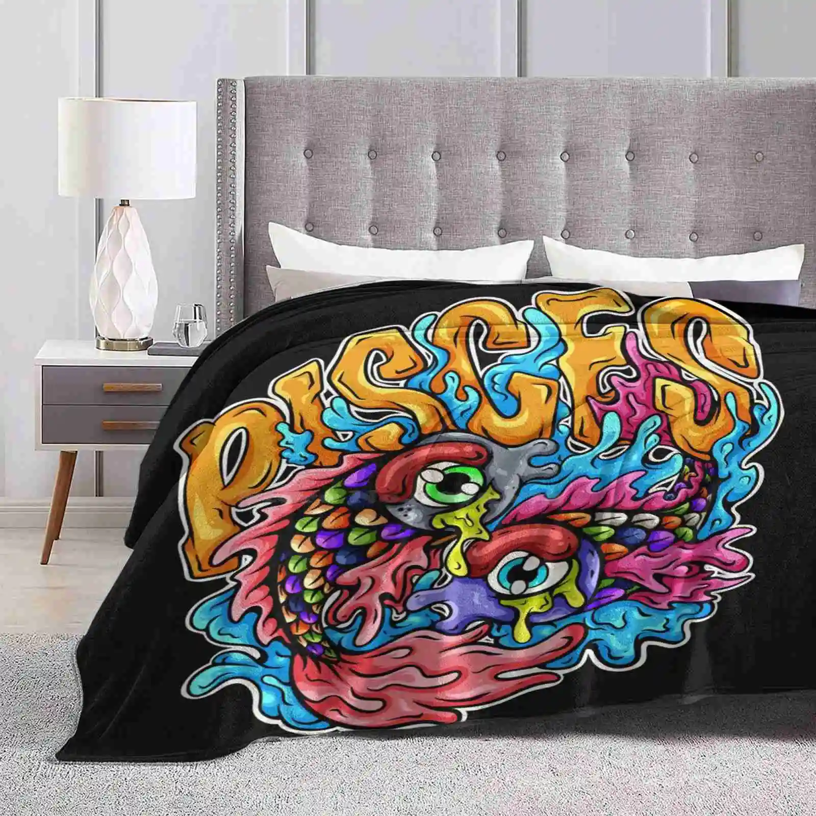 Pisces Fashion Soft Warm Throw Blanket Zodiac Pisces Cute Colorful Fish