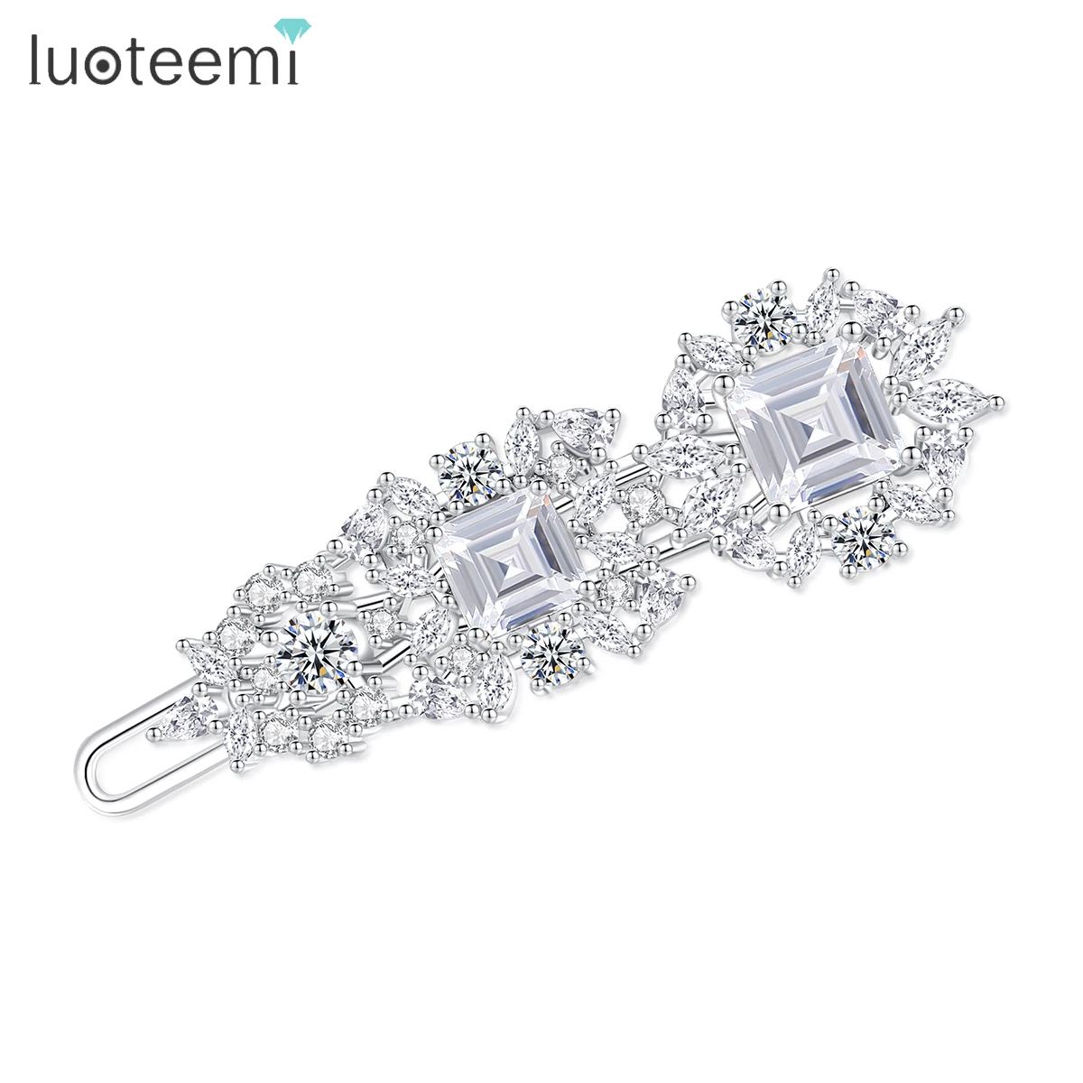 LUOTEEMI Aesthetic Cubic Zirconia Starry Barrettes Trendy Exquisite Sparkling CZ Hair Jewelry for Women Girl Wedding Accessories