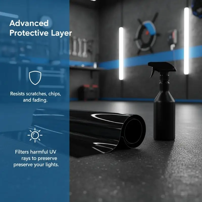 Customizable 12x39 Inch Self Adhesive Tint Film for Car Lights Headlights and Fogs