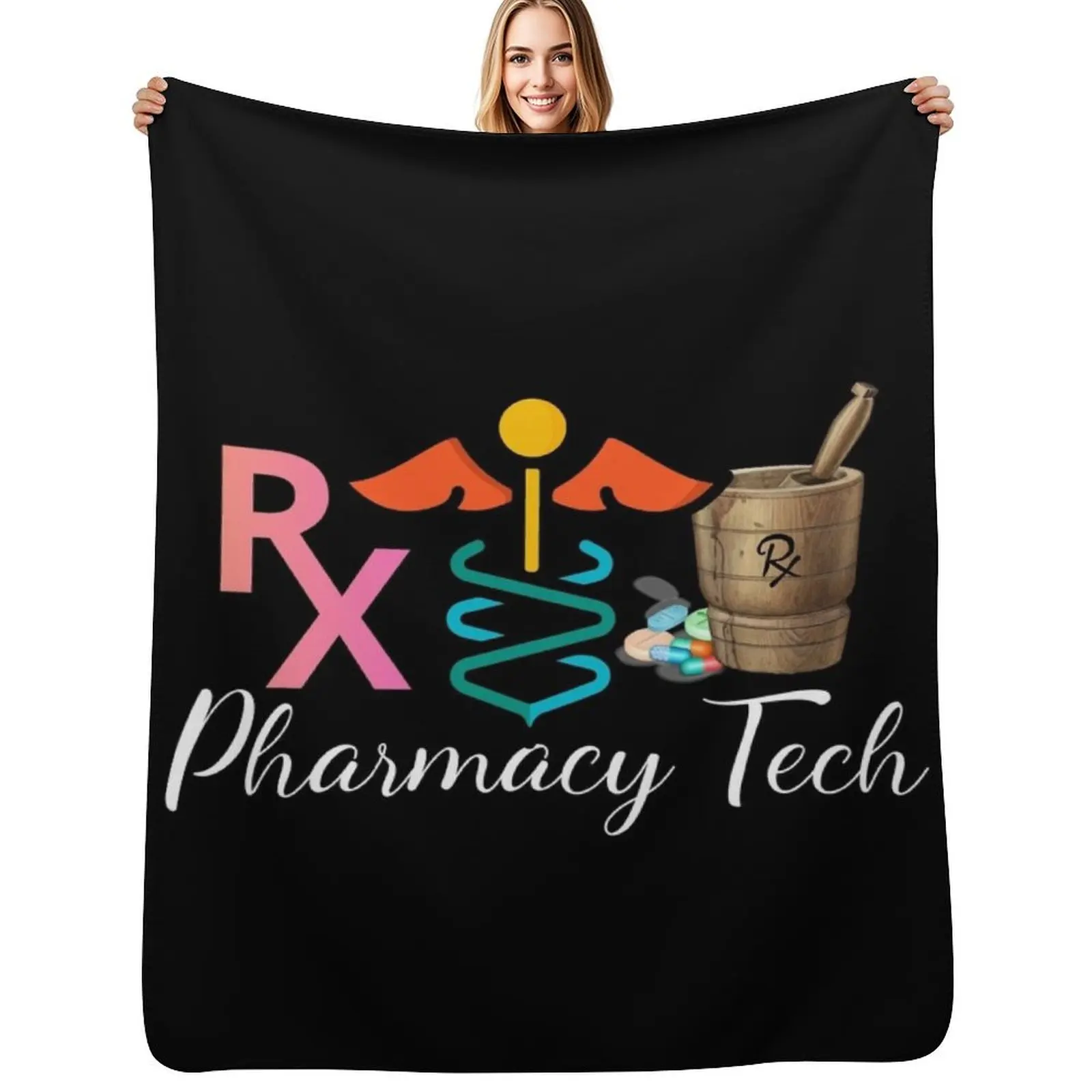 

Pharmacy Tech Medicine Pharmacy Technician Throw Blanket Single Plaid warm for winter blankets and throws Blankets
