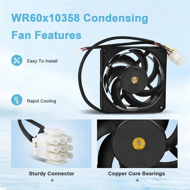 

-ABQX WR60X10358 WR60X10339 Refrigerator Condenser Fan For GE Refrigerator GNE26GSDDSS GNE26GSDFSS GNE26GMDBES GNE26GGDBBB