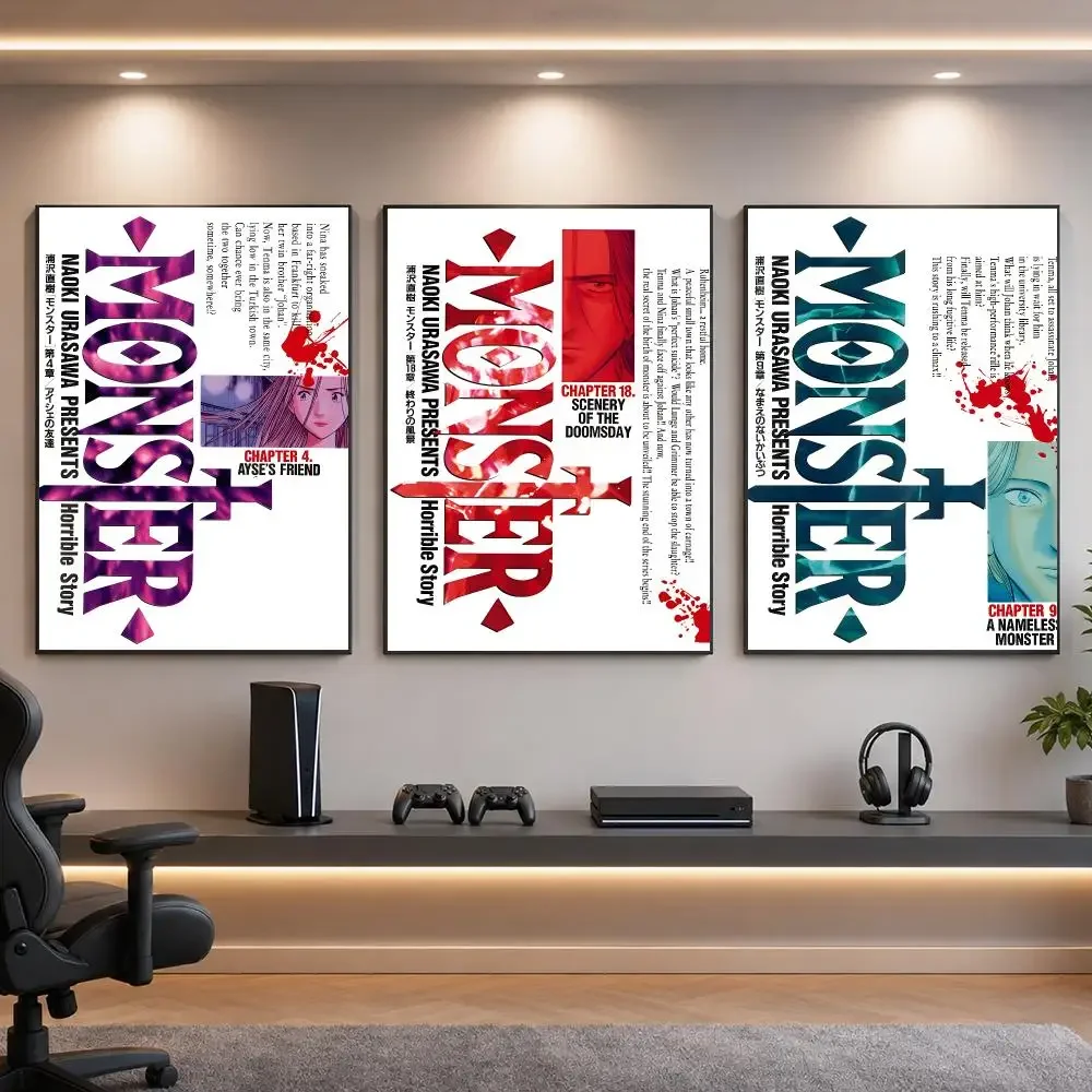 Anime M-Monster Psychological Thriller Poster HD Removable Wall Art Gift Bedroom Lounge Dorm Office Gaming Cafe Bars