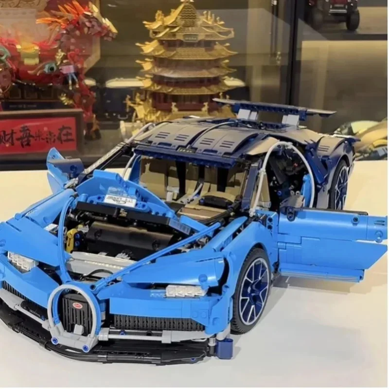 Raumdekoration 3599 Teile Blaues Sportrennwagen-Bausteinset Konstruktionsmodell Spielzeug für Erwachsene Geburtstags- und Weihnachtsgeschenke
