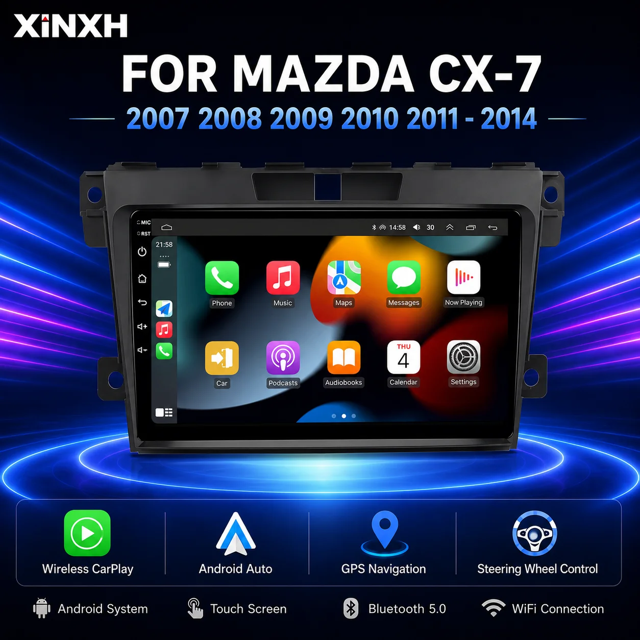 For MAZDA CX-7 CX7 CX 7 2007 2008 2009 2010 2011 - 2014 GPS Navigation Multimedia Player 4G Carplay 2 Din Android 16 Car Radio