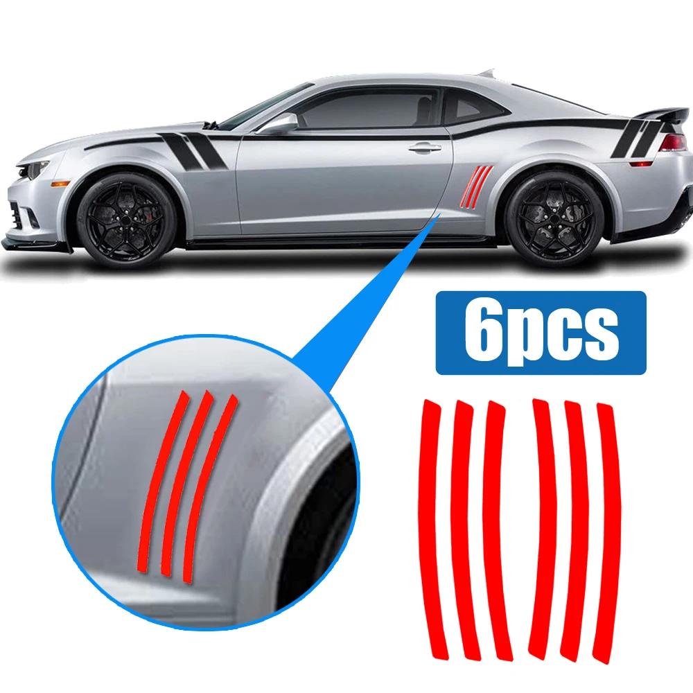 

6pcs Side Racing Stripe Car Stickers Styling Vent Stripe Panel Insert Sticker Automotive Accessories for Chevy Camaro 2010-2015