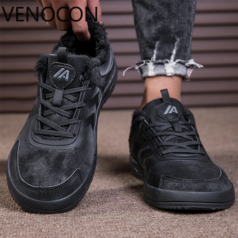 VENOCON Minimalist Wide ToeBox Feet Barefoot Thermal Fur Lining Winter Boots Shoes Men Women Sneakers Footwear Boots For Man