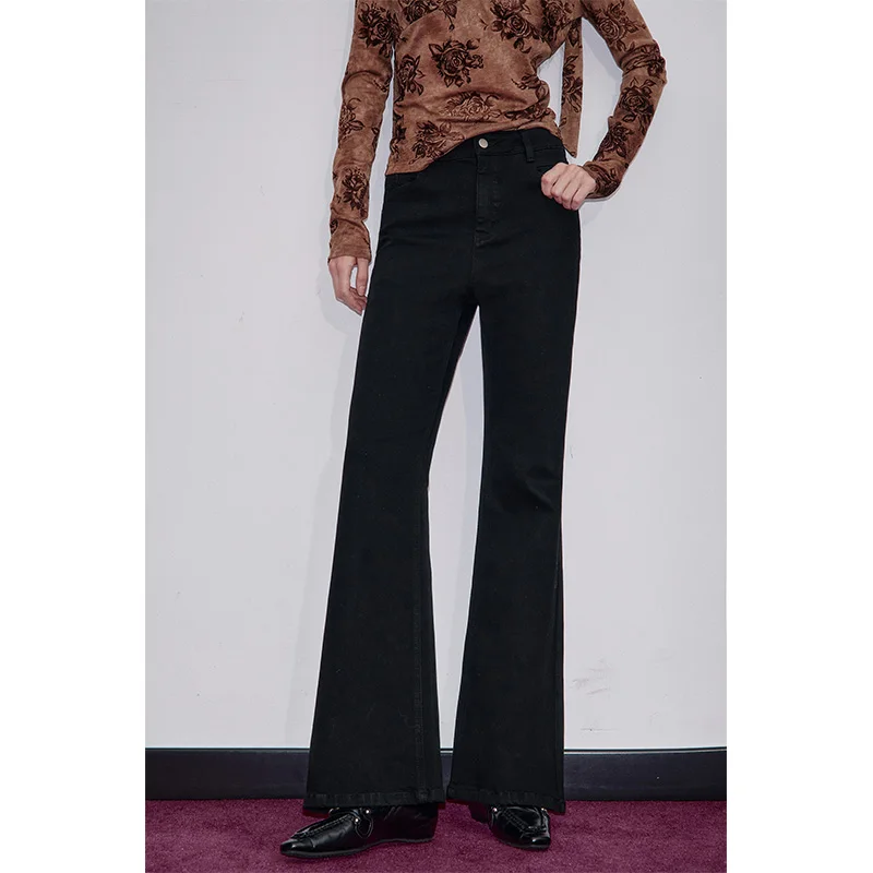 ELFSACK 2025 وصل حديثًا سراويل شتوية غير رسمية بلون سادة متعددة الاستخدامات من قماش الدنيم للنساء