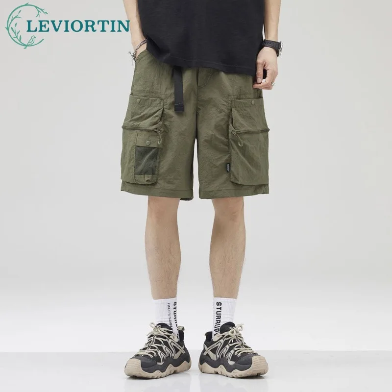 Men's American styles Workwear Casual Shorts New Trendy Fashionable Solid Color Versatile Summer Thin Loose Fitting Cargo Shorts