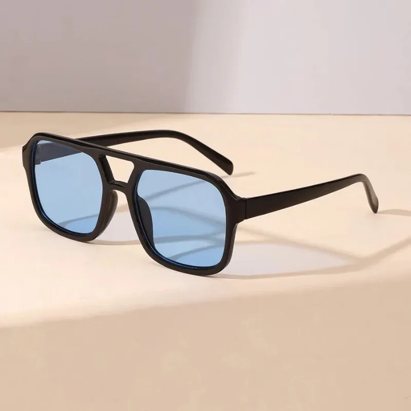 New Men Square Sun Glasses Retro Polygon Sunglasses Female Vintage Fashion  Double Beam Eyeglasses UV400 Oculos De Sol