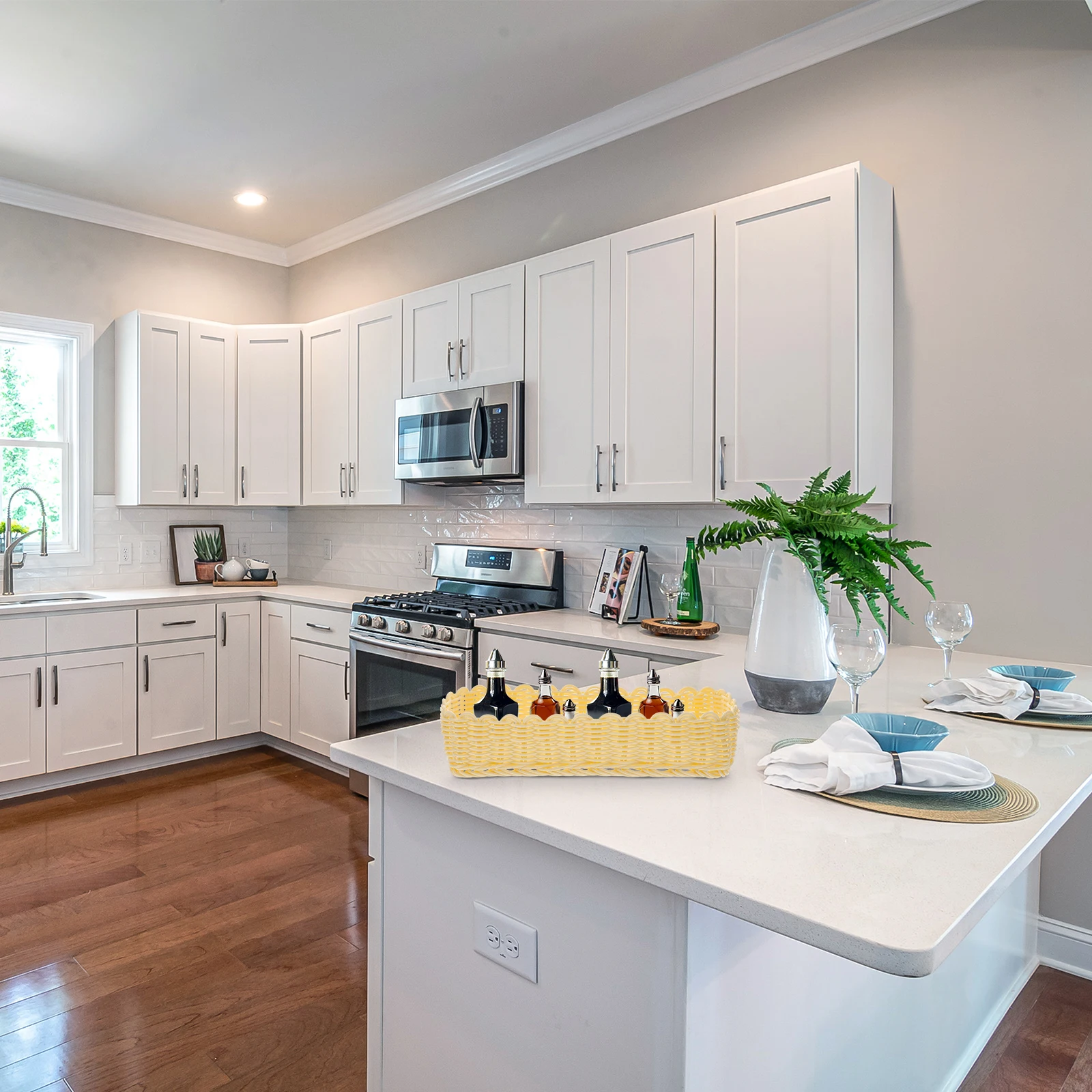 

Woven Basket Cutlery Drain Basket Vintage Pastoral Style Kitchen Storage Organizer Chopsticks Holder Home Decoration