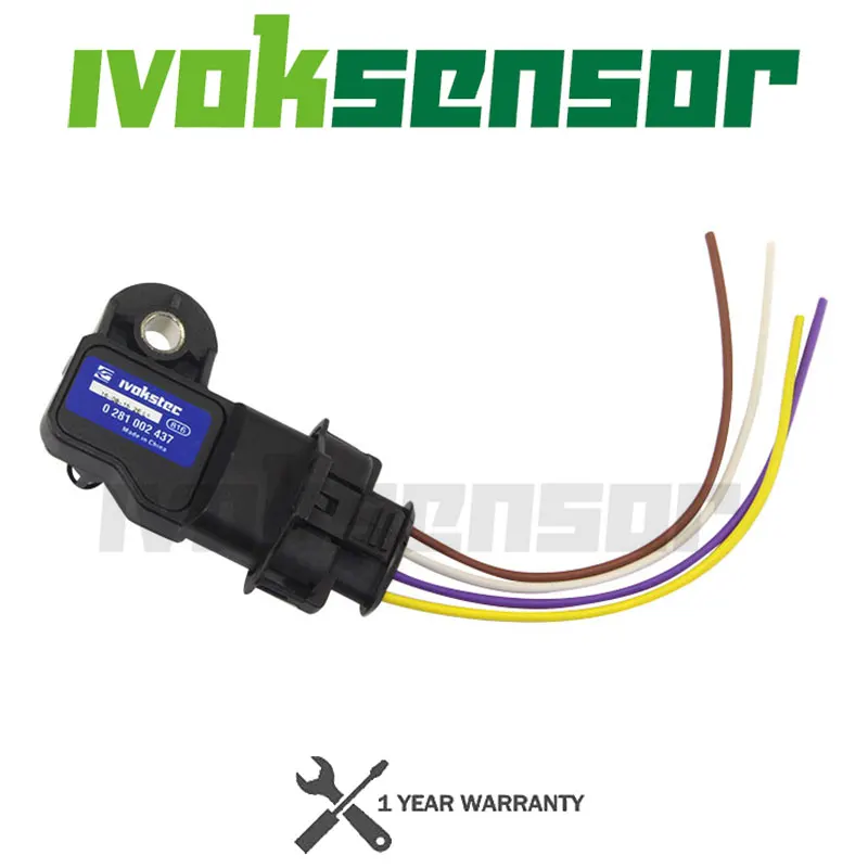 

0281002437 Boost MAP Sensor For Alfa Romeo 147 156 159 166 Brera GT Giulietta Mito Spider Volvo S60 V70 With Plug Connector