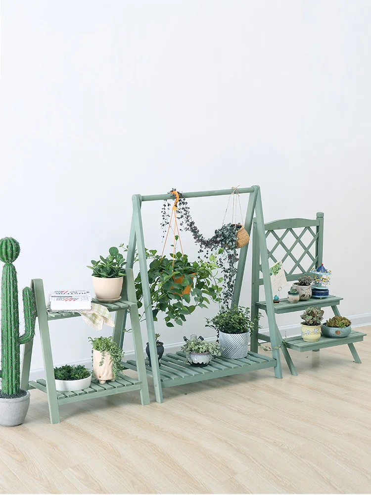 Solid wood flower stand multi-storey indoor green radish fleshy small shelf special living room floor-to-ceiling balcony chlorop