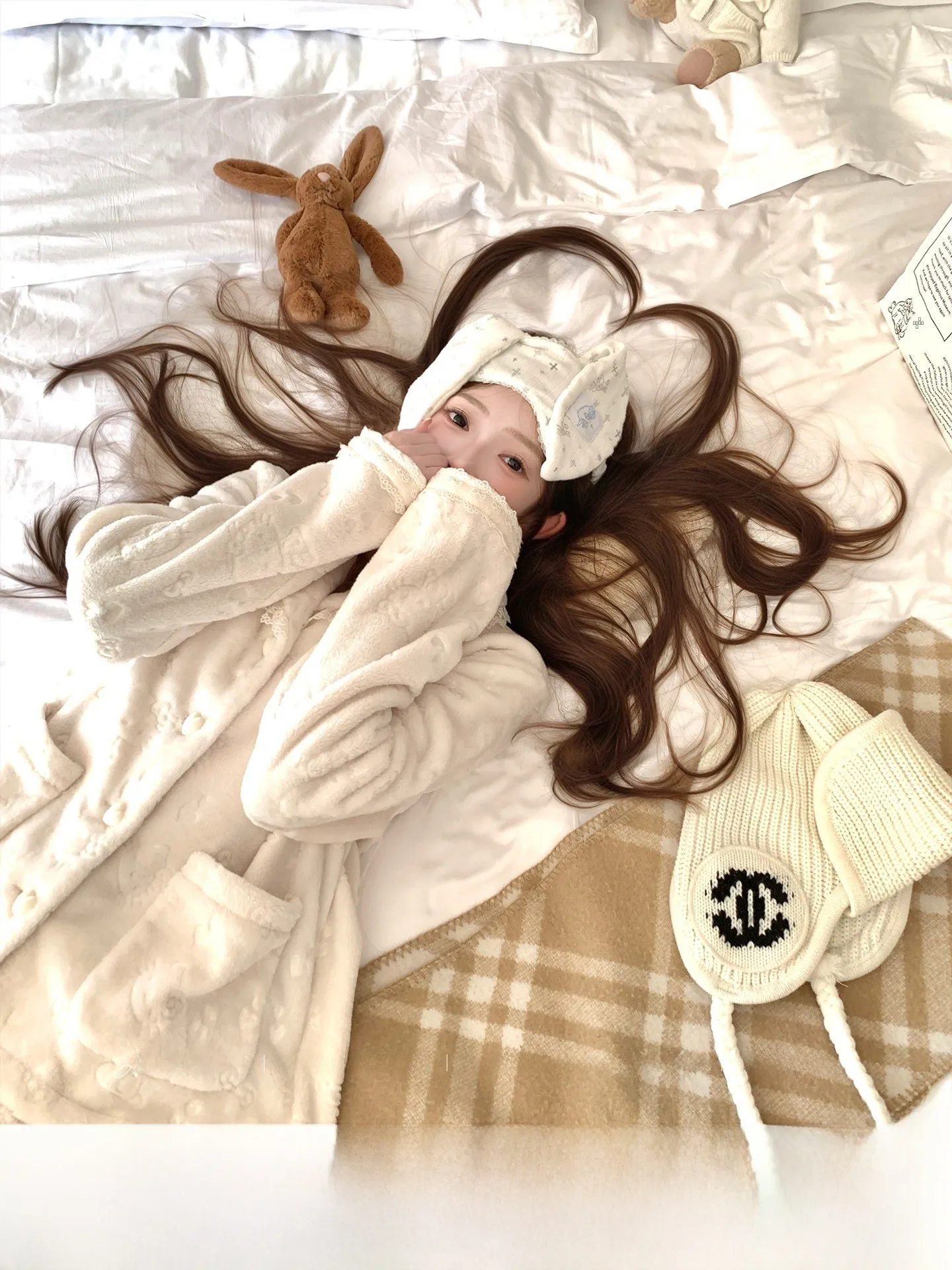 

Женский двусторонний флисовый пижамный комплект KT: свободный крой, длинный рукав, осенне-зимний модный комплект из двух предметов